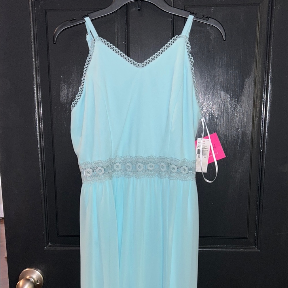 Long Chiffon Dress with Lace Trim girls 14